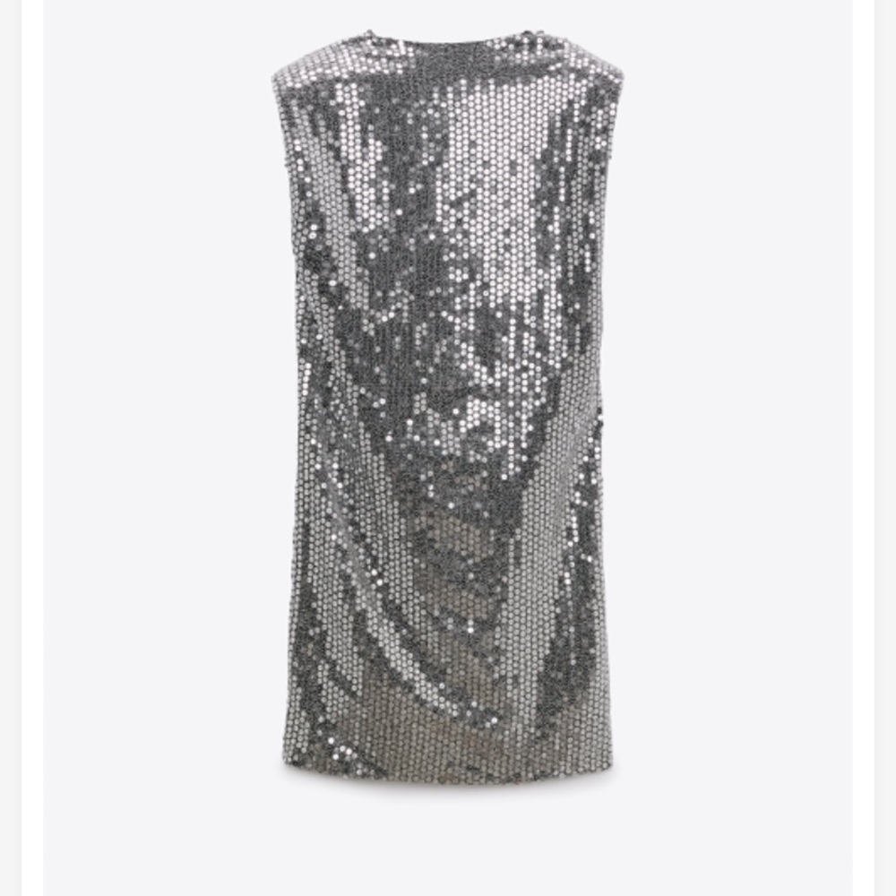 NWT Zara Silver Sequence Party Dress Size Large L and Medium M - Picture 6 of 7